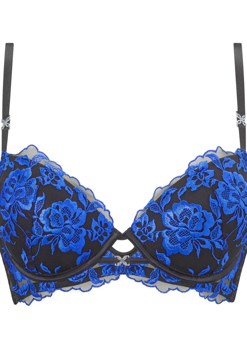 Endless Attraction Padded Plunge Bra - Black/Blue