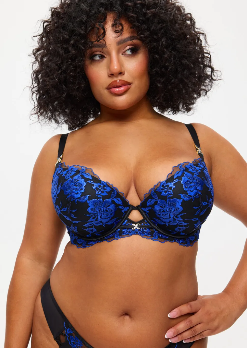 Endless Attraction Padded Plunge Bra - Black/Blue