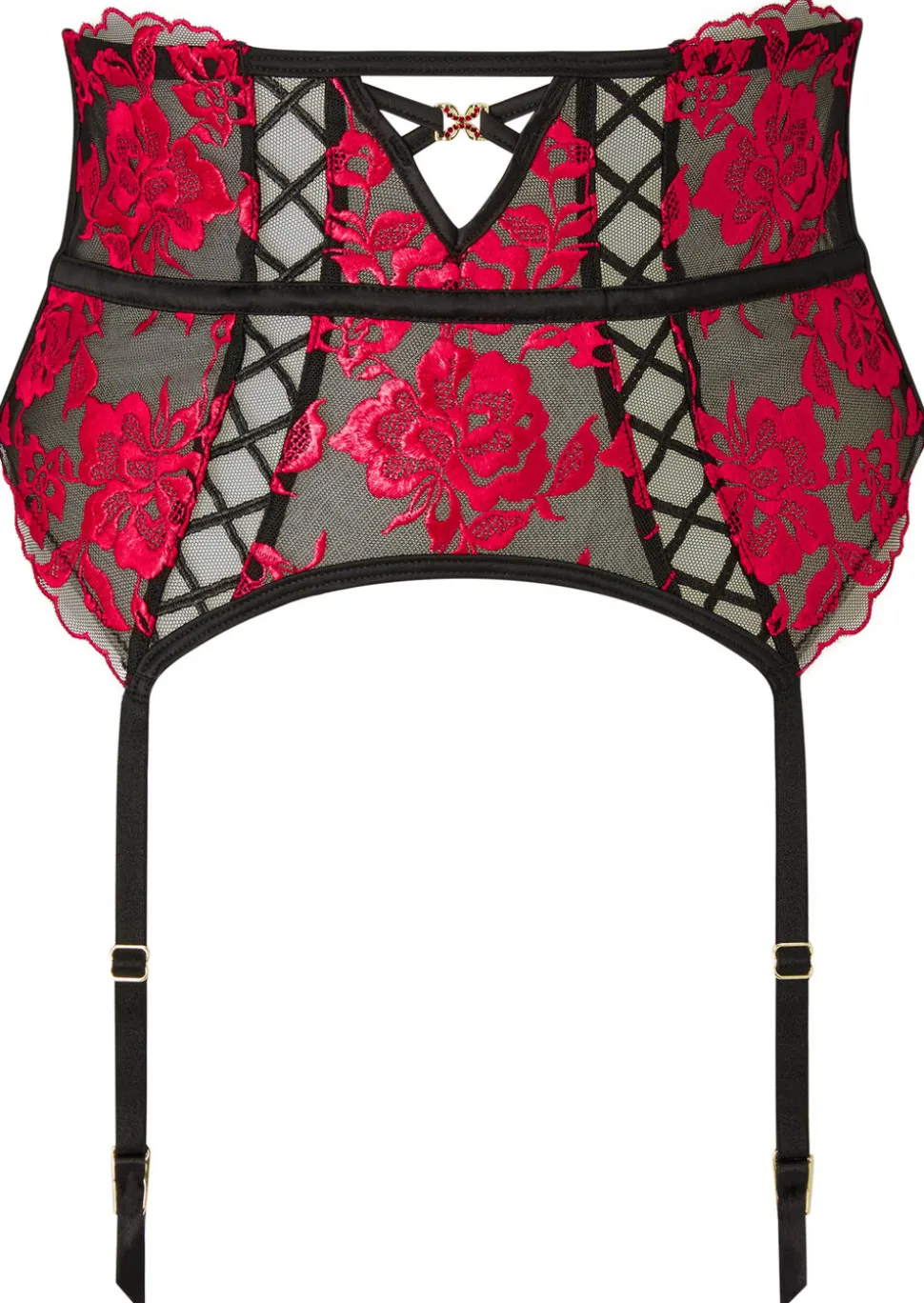 Endless Attraction Waspie Suspender - Black/Red