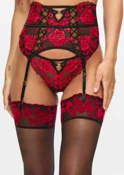 Endless Attraction Waspie Suspender - Black/Red