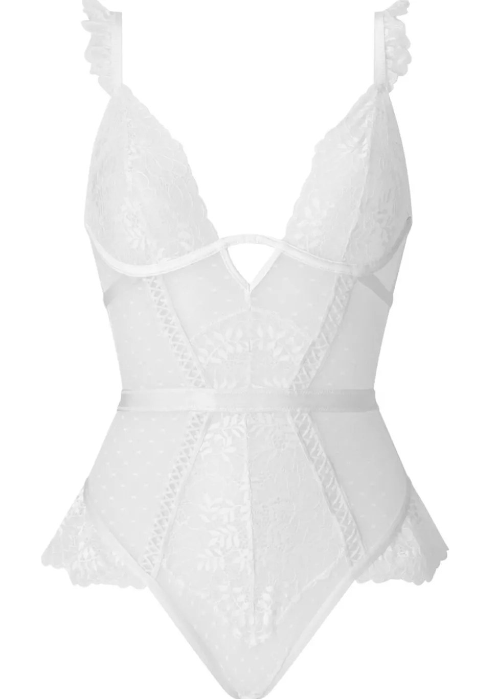 Entice Me Lace Crotchless Teddy Lingerie - Ivory