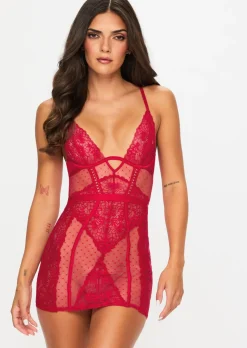 Entice Me Open Lace Up Back Erotic Dress - Red