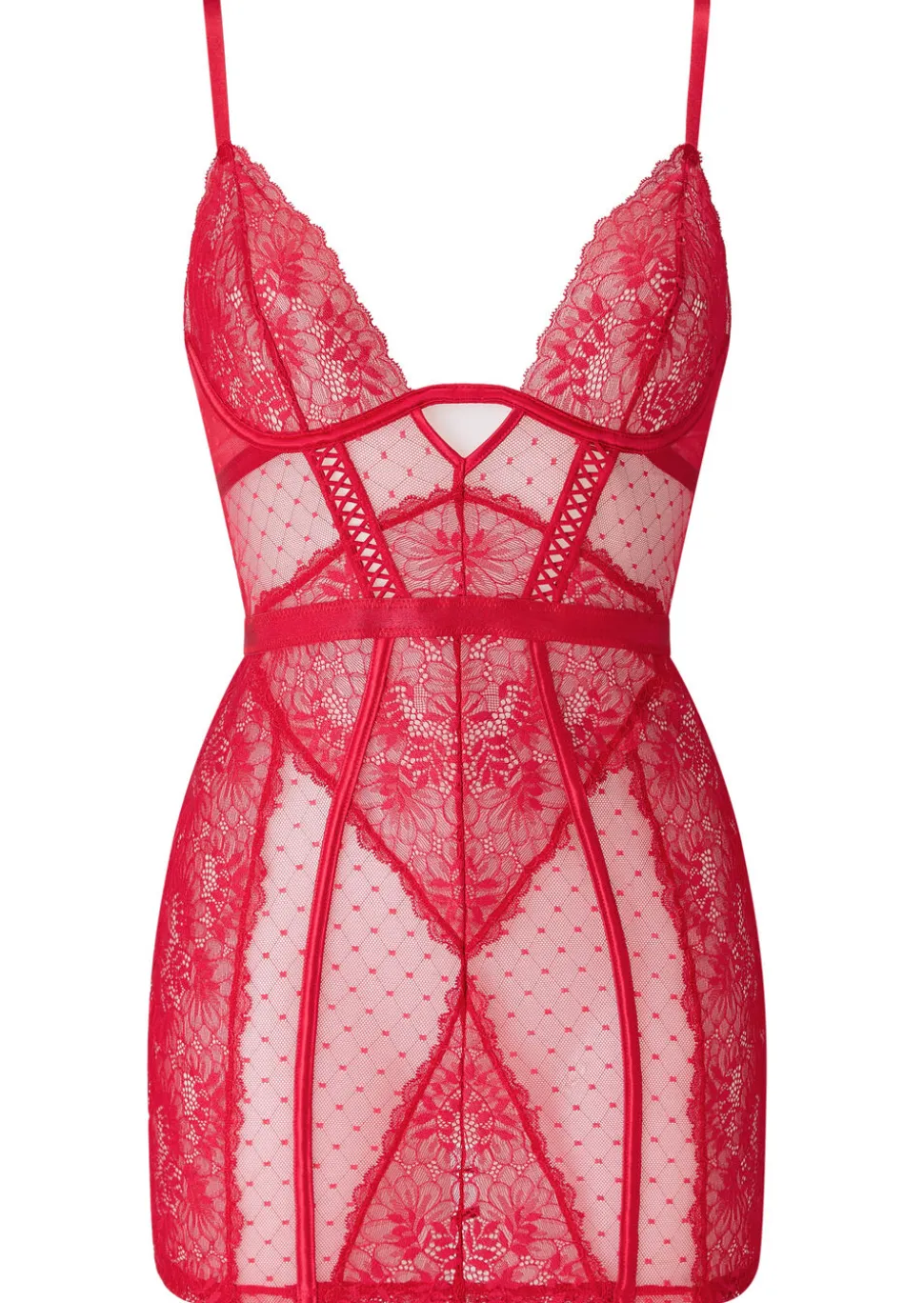Entice Me Open Lace Up Back Erotic Dress - Red