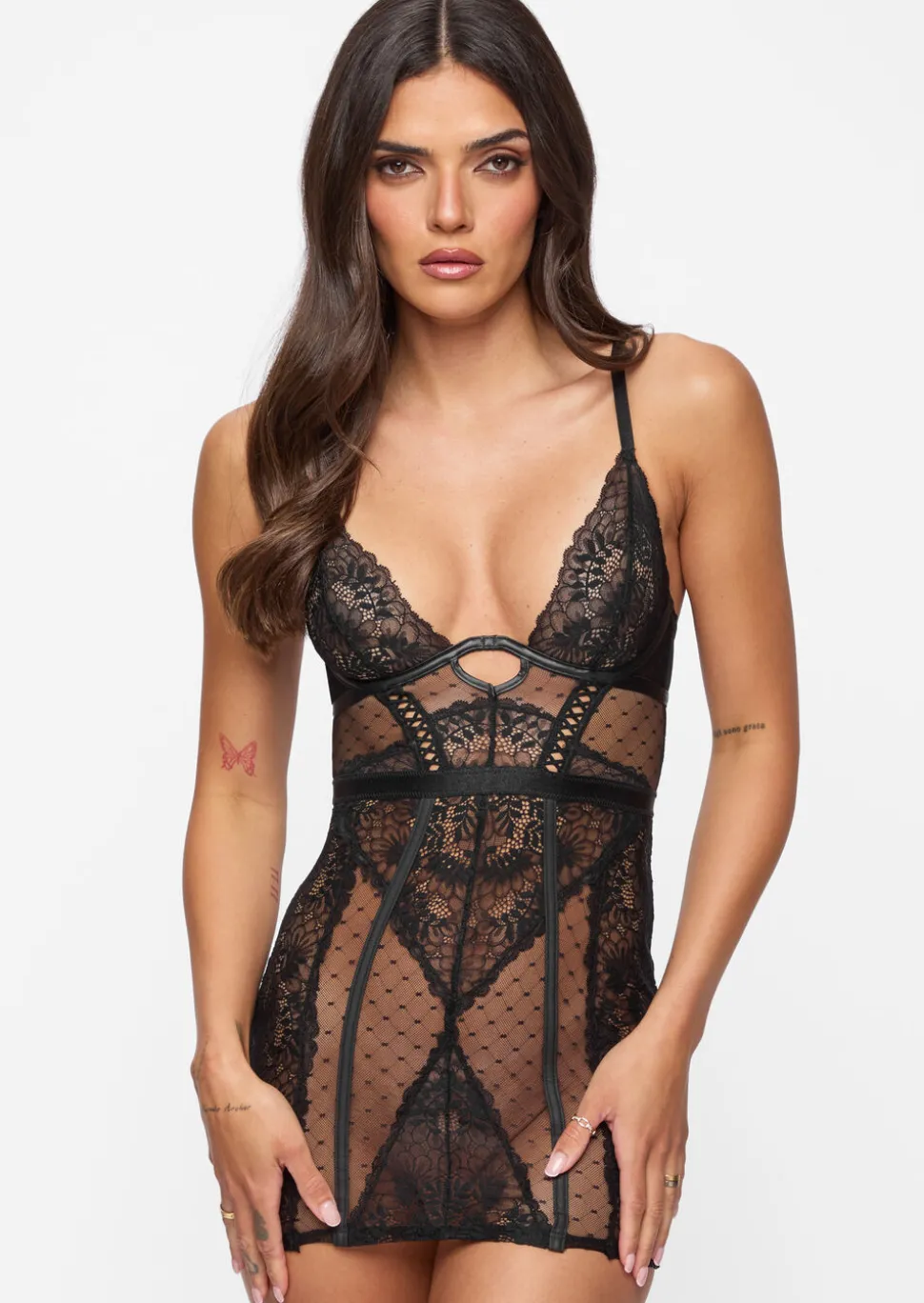 Entice Me Open Lace Up Back Erotic Dress - Black