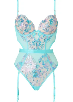 Euphoric Padded Plunge Lingerie Body - Aqua