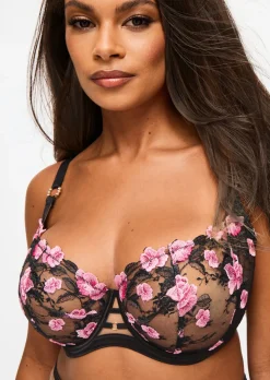 Everlasting Love Lace Fuller Bust Non Padded Balcony Bra - Black/Pink