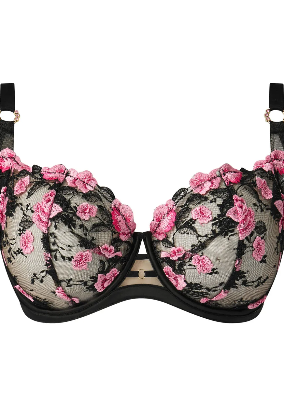 Everlasting Love Lace Fuller Bust Non Padded Balcony Bra - Black/Pink