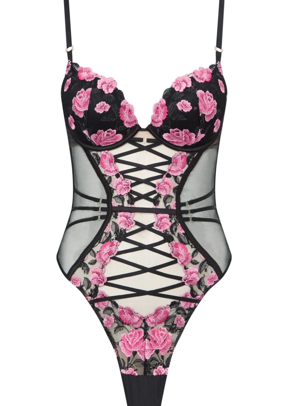 Everlasting Love Lace Lingerie Body - Black/Pink