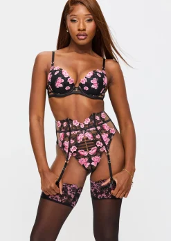 Everlasting Love Lace Waspie Suspender - Black/Pink