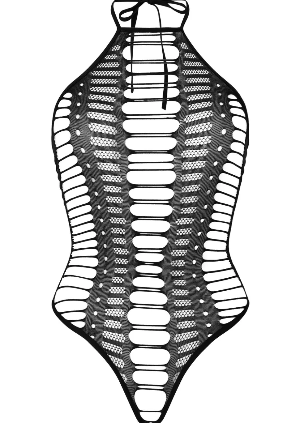Eyes Locked Keyhole Cut Out Crotchless Body - Black