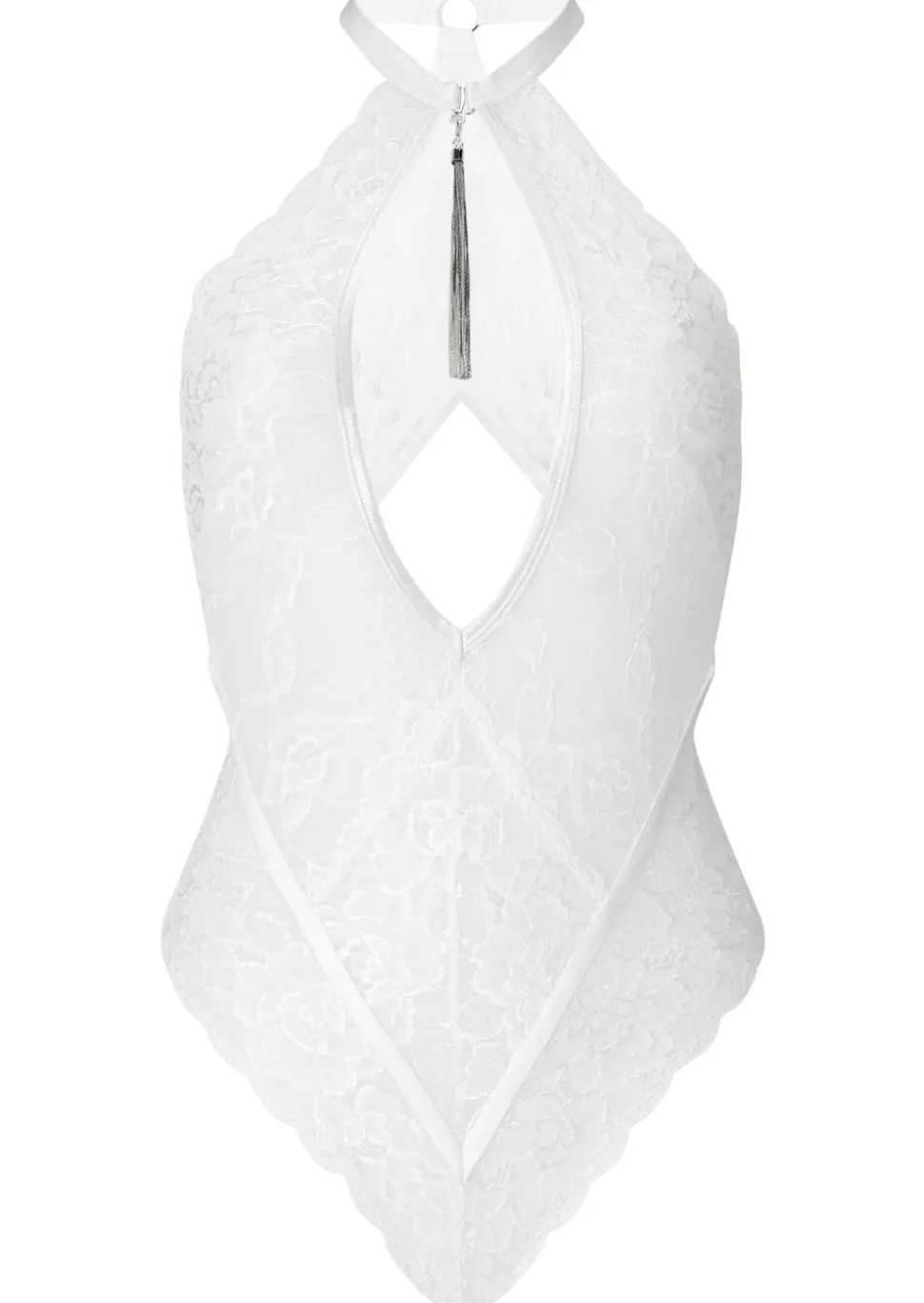 Fascinate Lace Keyhole Crotchless Lingerie Body - White