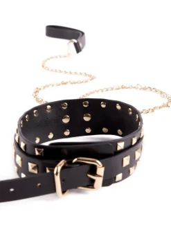 Fetish Luxe PU Studded Bondage Collar & Lead