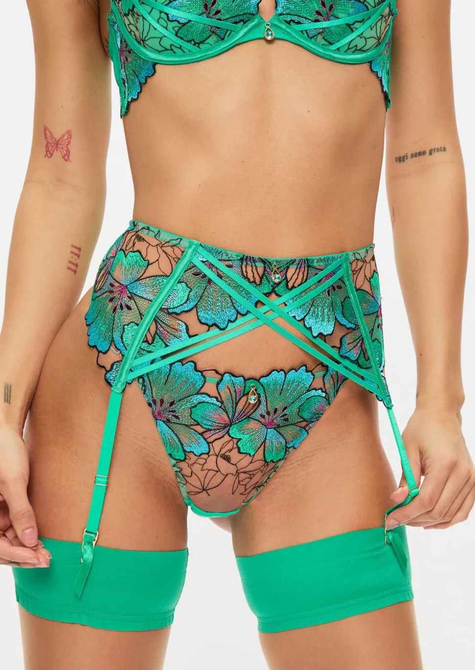 Fluorescence Waspie Suspender - Bright Green
