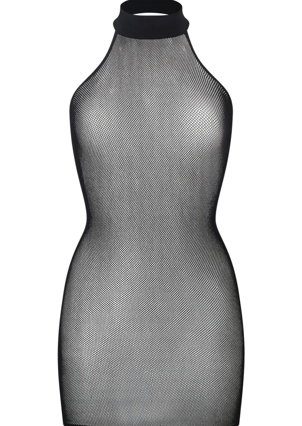 Glisten Fishnet Halterneck Erotic Dress - Black
