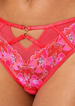 Glistening Brazilian Knickers - Coral