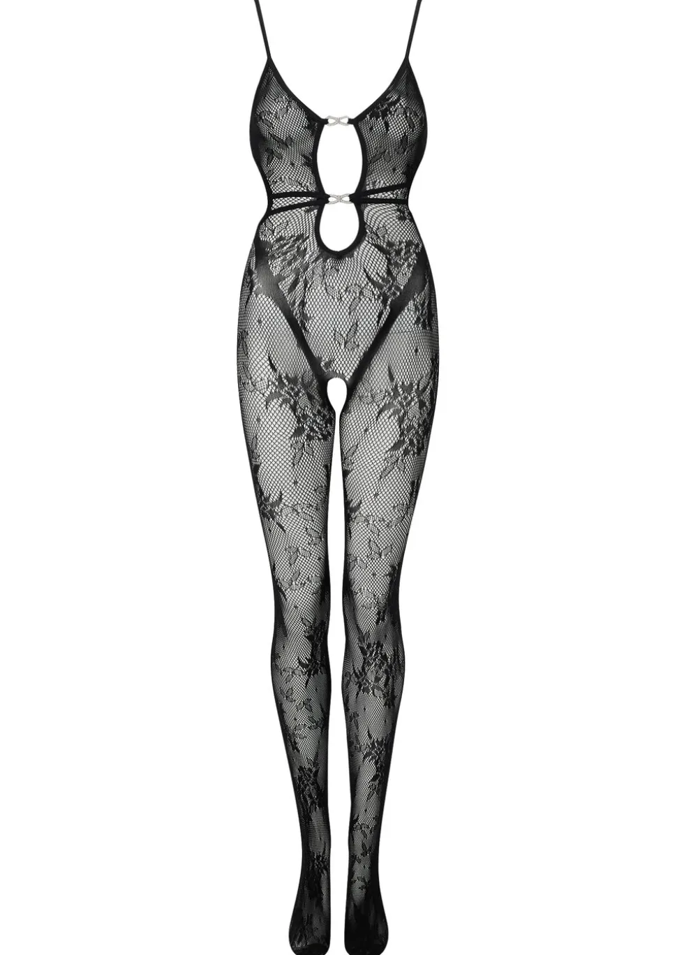 Heartbreaker Lace Crotchless Bodystocking - Black