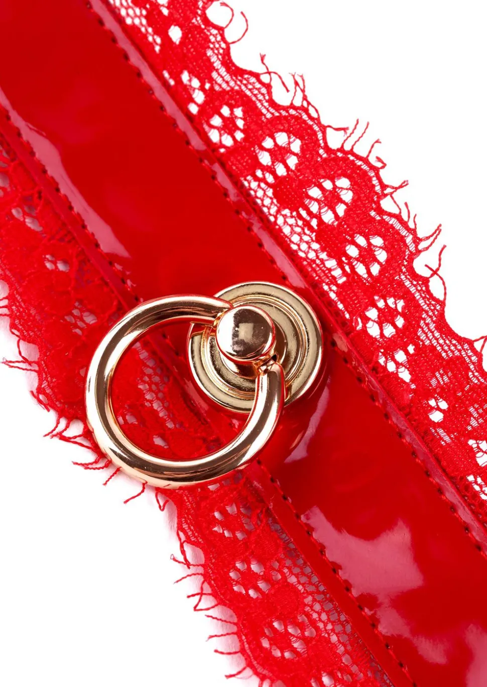 High Gloss PU & Lace Bondage Collar