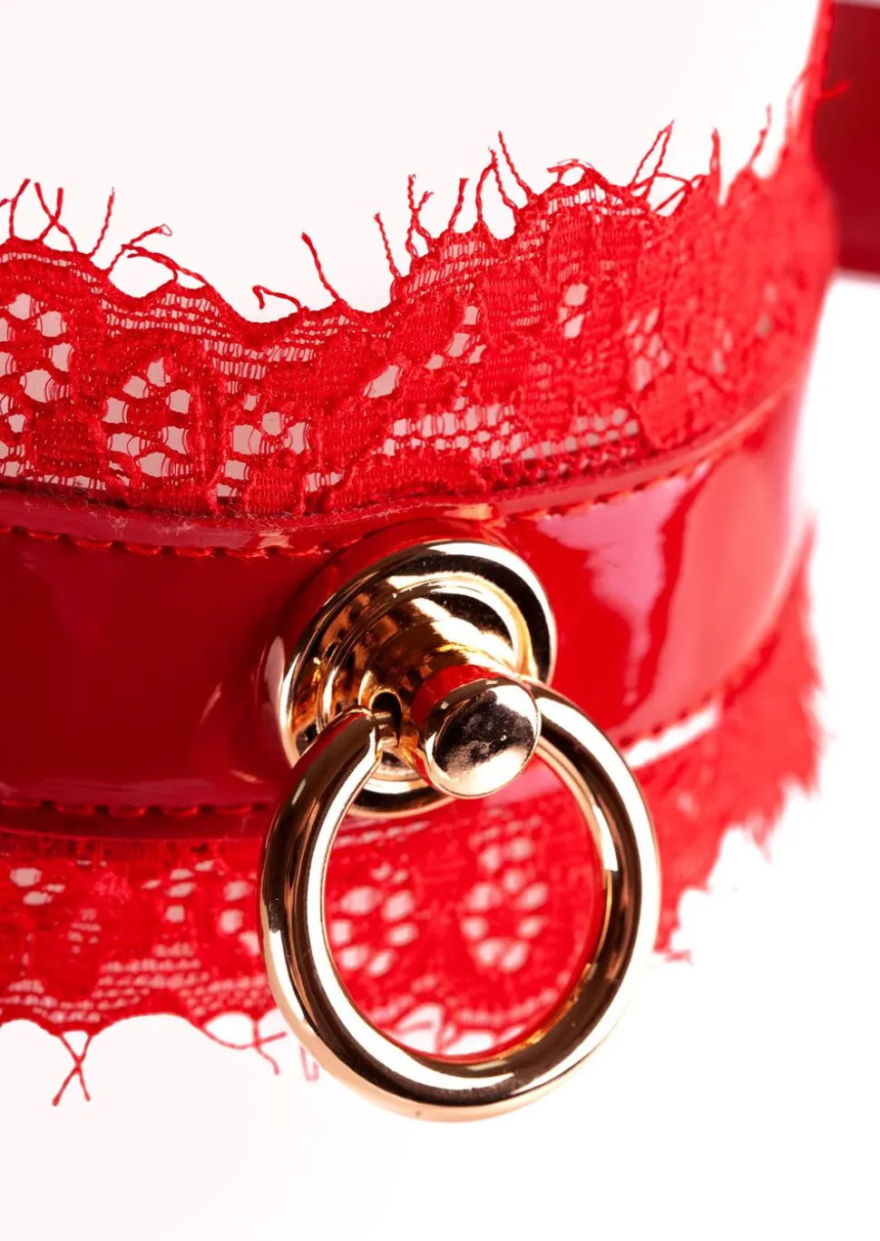 High Gloss PU & Lace Bondage Collar