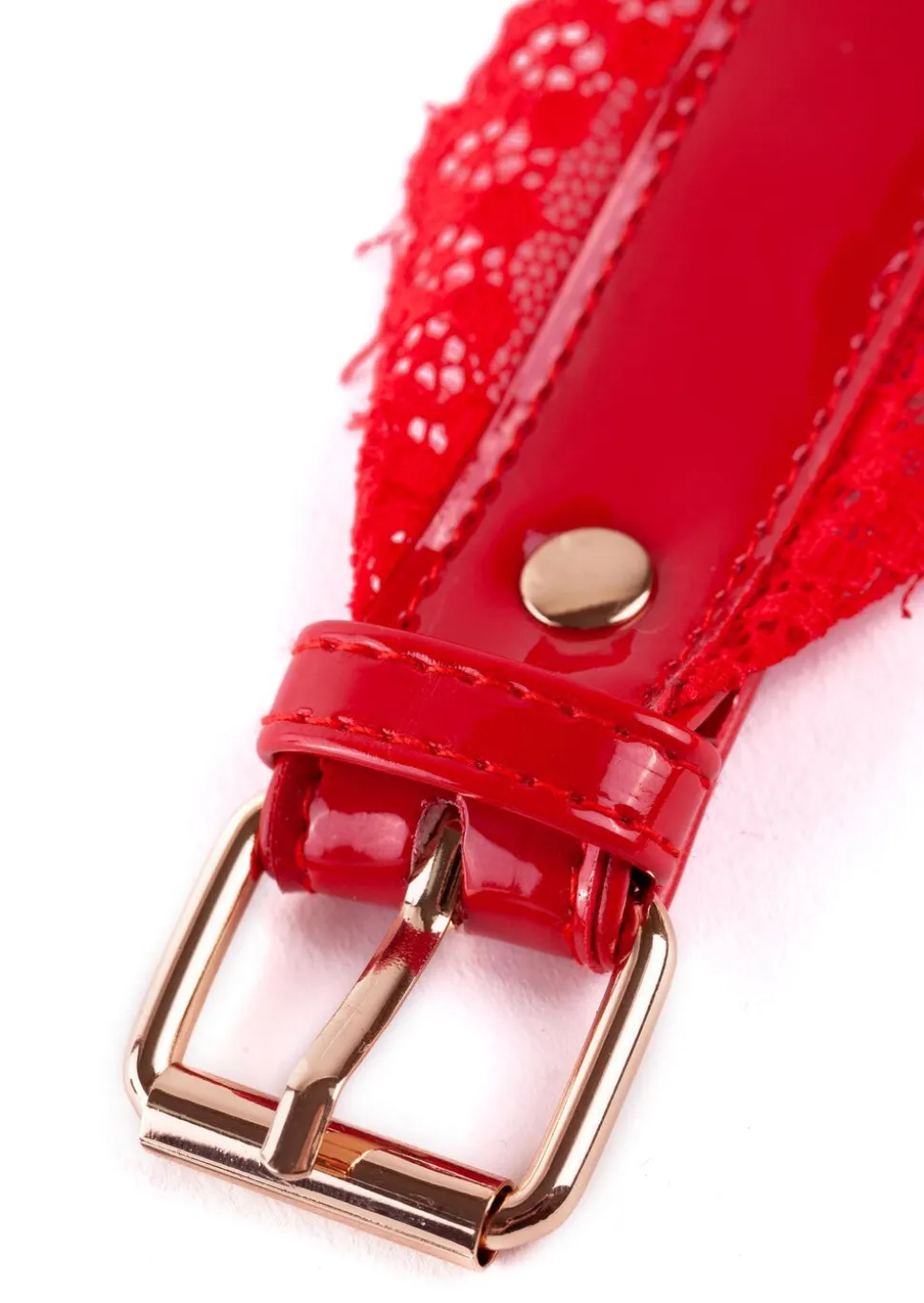 High Gloss PU & Lace Bondage Collar