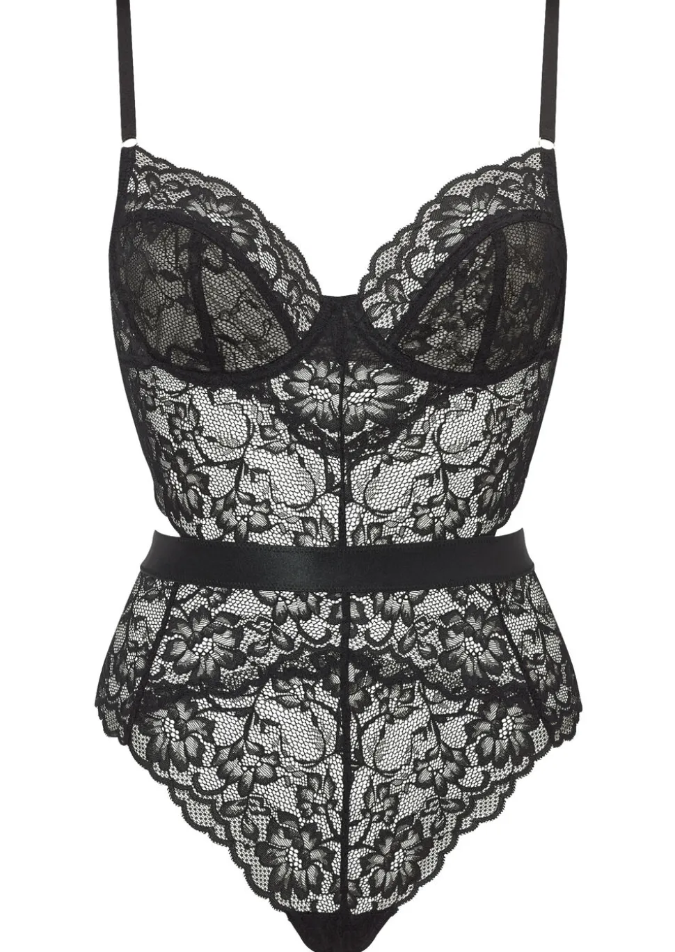 Hold Me Tight Lace Lingerie Body - Black