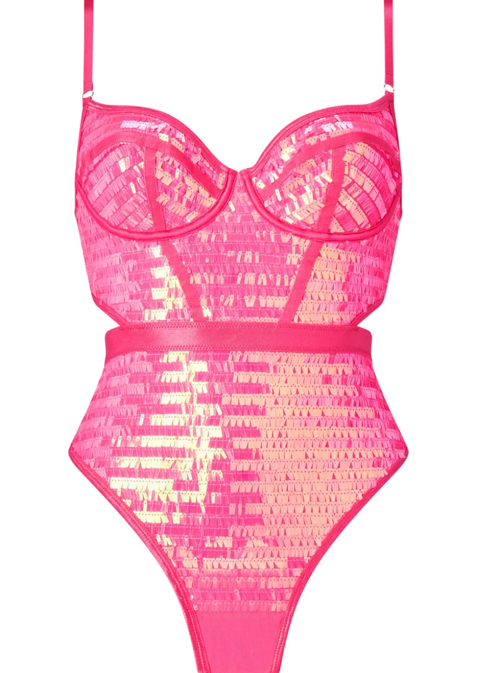 Hold Me Tight Sequin Lingerie Body - Pink
