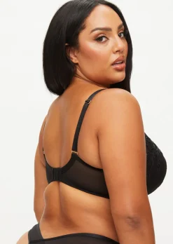 Icon Sequin Fuller Bust Padded Plunge Bra - Black