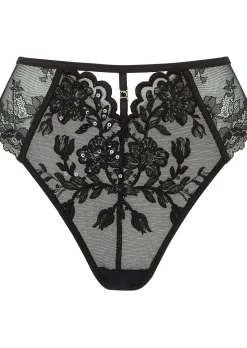 Icon Sequin High Waisted Brazilian Knickers - Black