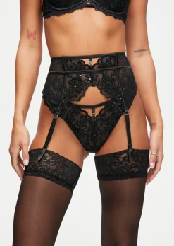 Icon Sequin Waspie Suspender - Black