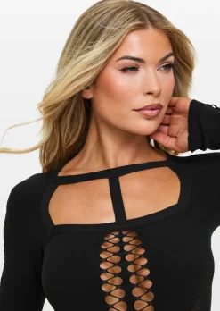 Illusion Seamless Mini Dress - Black