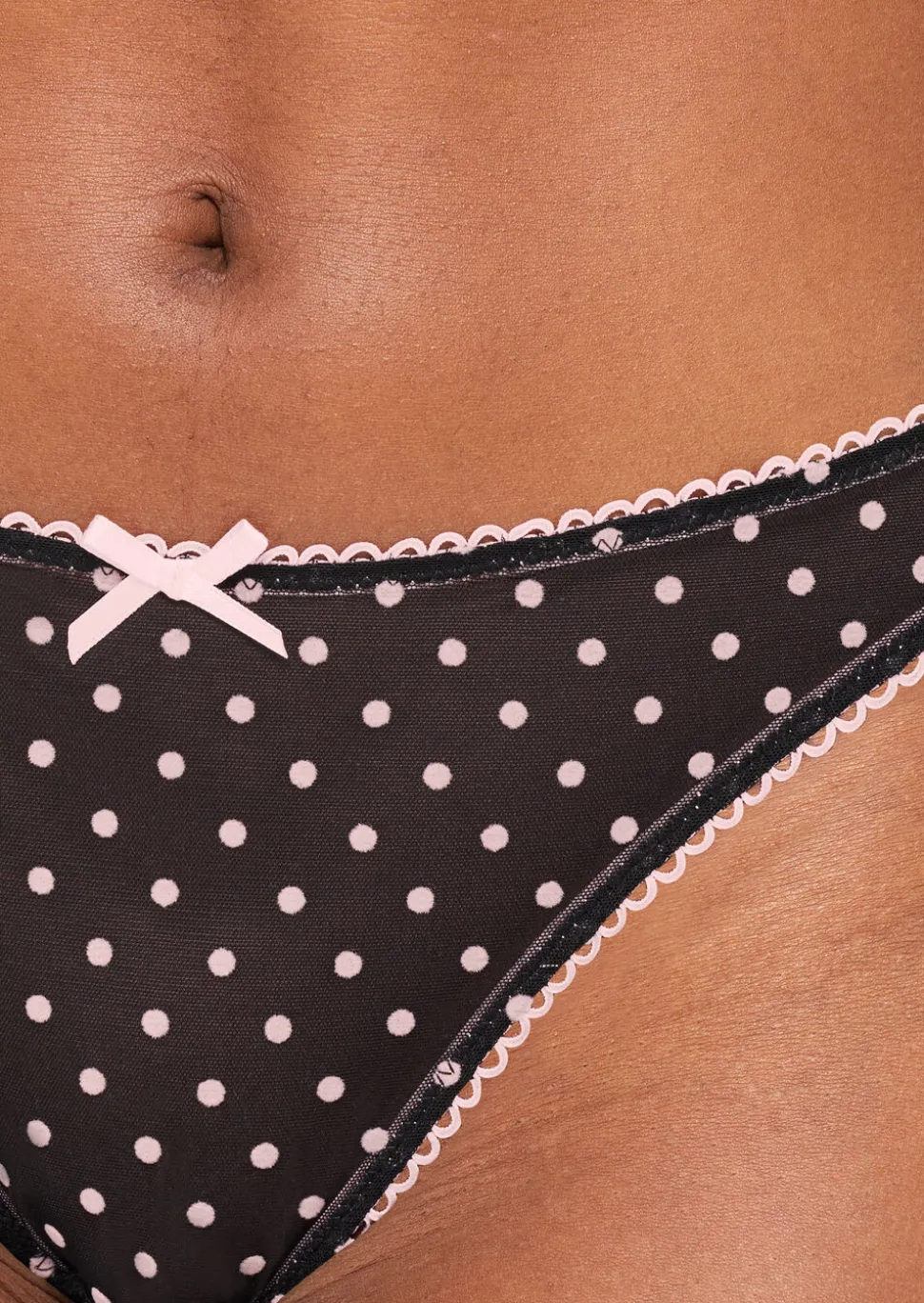 I'm Yours Crotchless Brazilian Knickers - Black/Pink