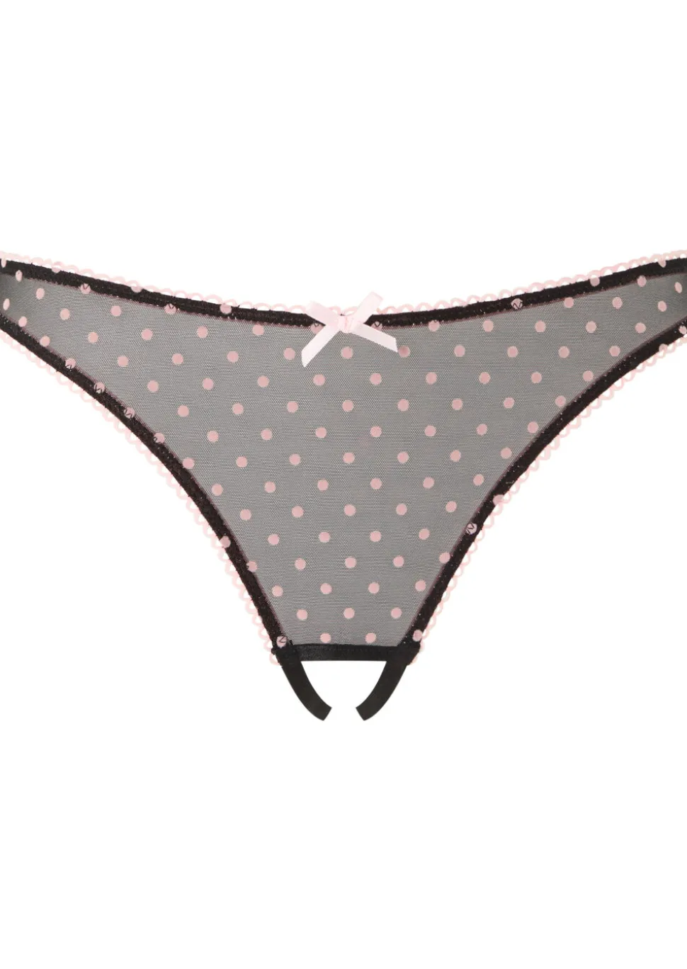 I'm Yours Crotchless Brazilian Knickers - Black/Pink