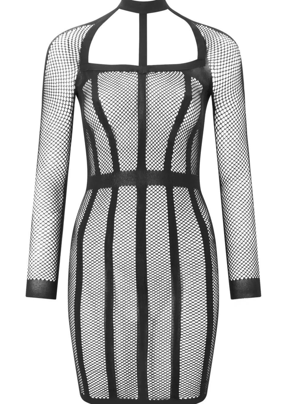 Jupiter Fishnet Erotic Mini Dress - Black