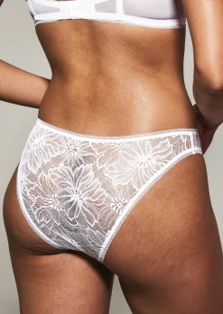 Knickerbox Alice Lace Brazilian Knickers - White