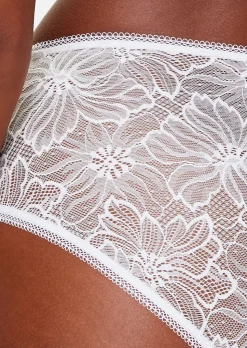 Knickerbox Alice Lace High Waisted Brazilian Knickers - White