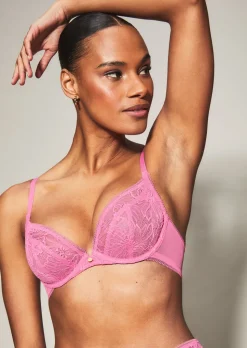 Knickerbox Alice Lace Non Padded Plunge Bra - Bright Pink