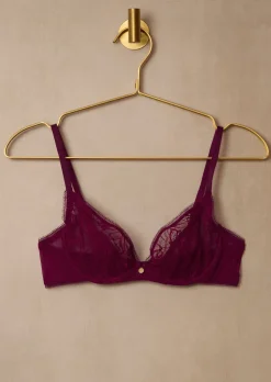Knickerbox Alice Lace Non Padded Plunge Bra - Dark Red