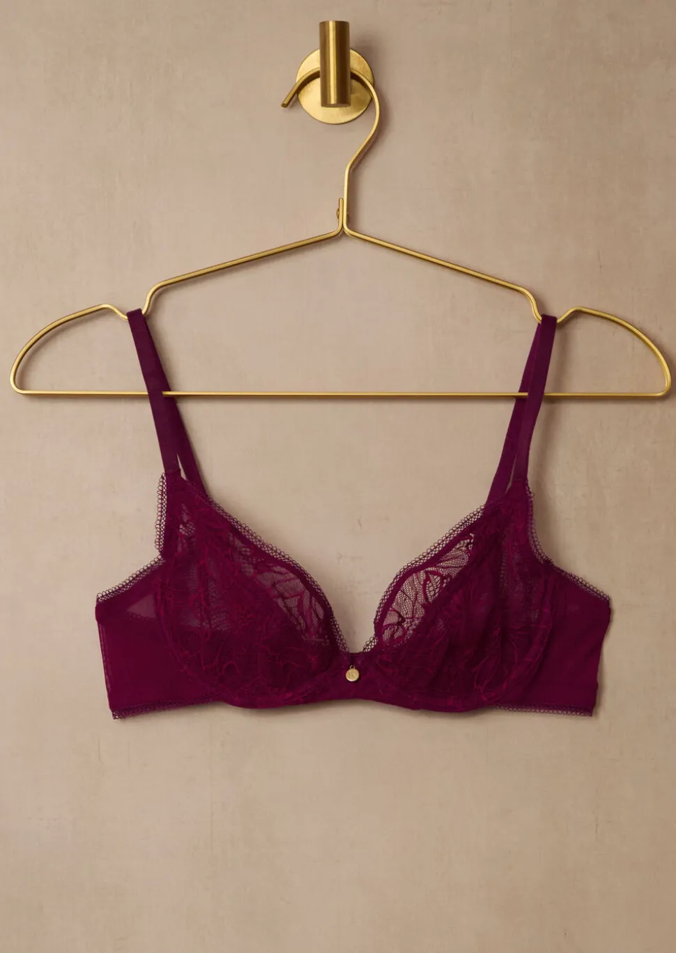Knickerbox Alice Lace Non Padded Plunge Bra - Dark Red