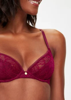 Knickerbox Alice Lace Non Padded Plunge Bra - Dark Red