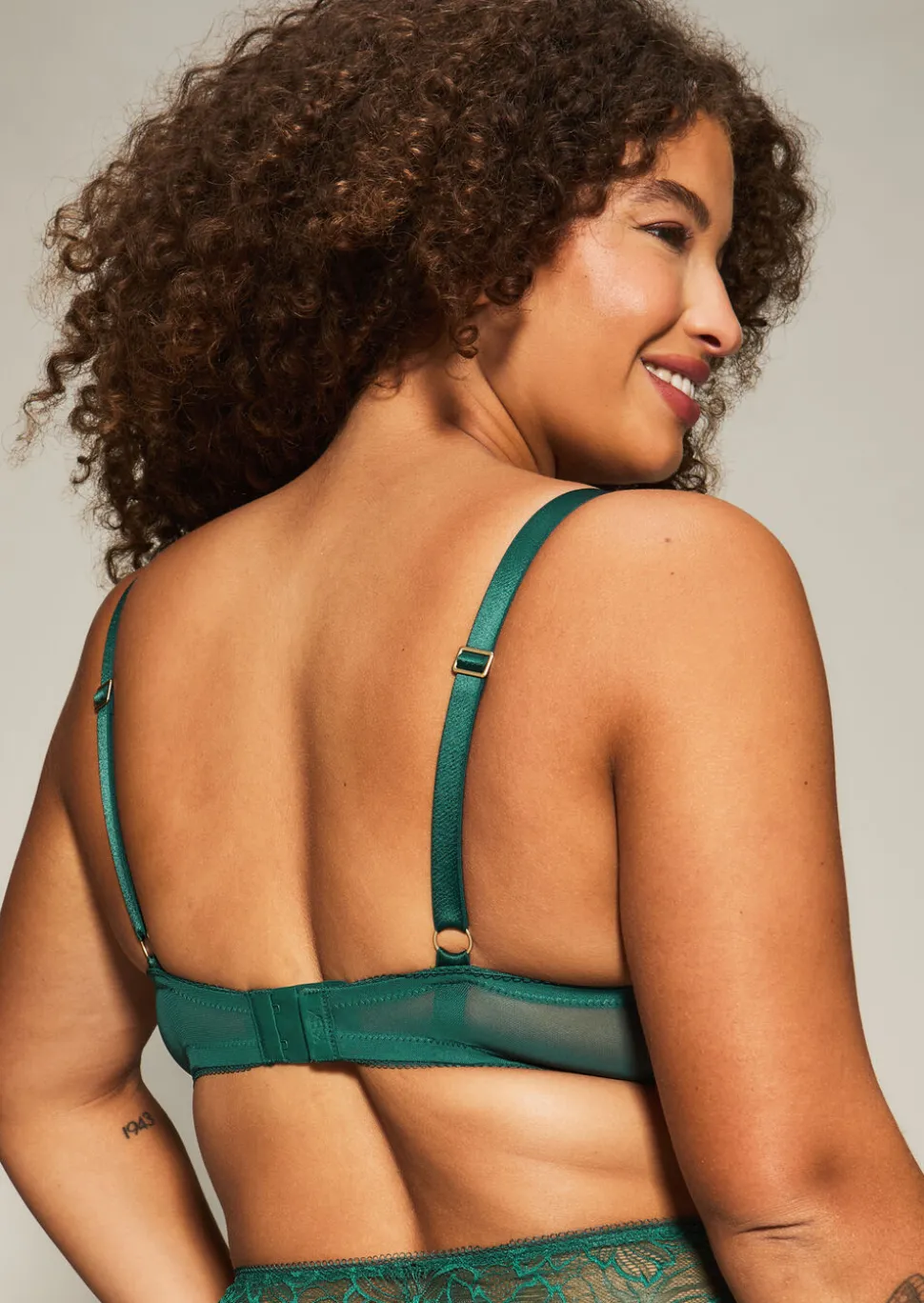 Knickerbox Alice Lace Padded Plunge Bra - Dark Green