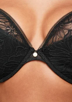 Knickerbox Alice Lace Padded Plunge Bra - Black