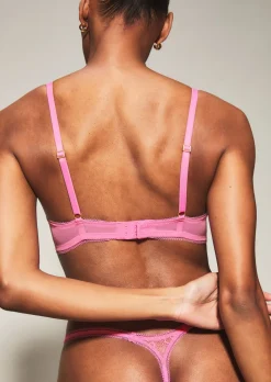 Knickerbox Alice Lace Padded Plunge Bra - Bright Pink