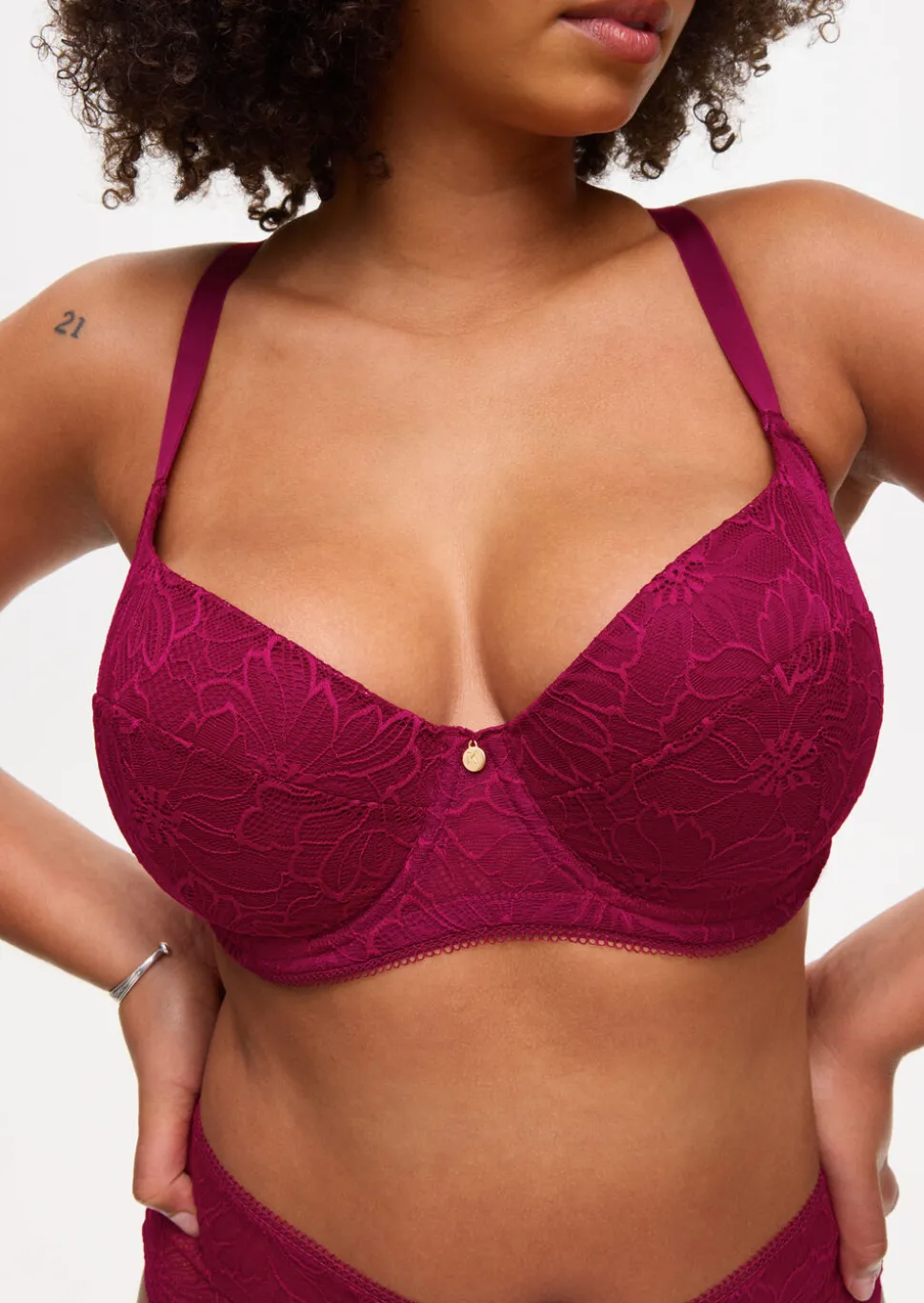 Knickerbox Alice Lace Padded Balcony Bra - Dark Red