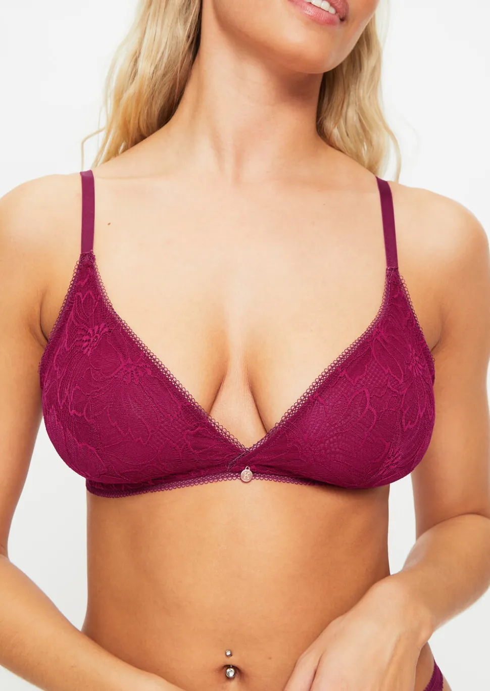 Knickerbox Alice Lace Triangle Bralette - Dark Red