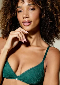 Knickerbox Alice Lace Triangle Bralette - Dark Green