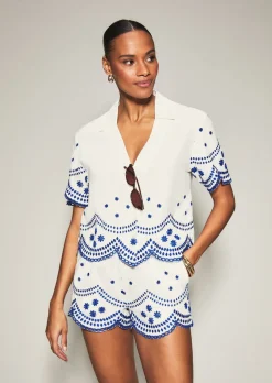 Knickerbox Broderie Floral Embroidered Shirt - White