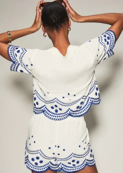 Knickerbox Broderie Floral Embroidered Shirt - White
