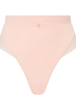 Knickerbox Charlotte Lace High Waisted Thong - Pale Pink