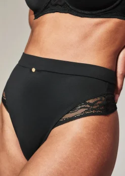 Knickerbox Charlotte Lace High Waisted Thong - Black