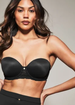 Knickerbox Charlotte Lace Padded Strapless Bra - Black