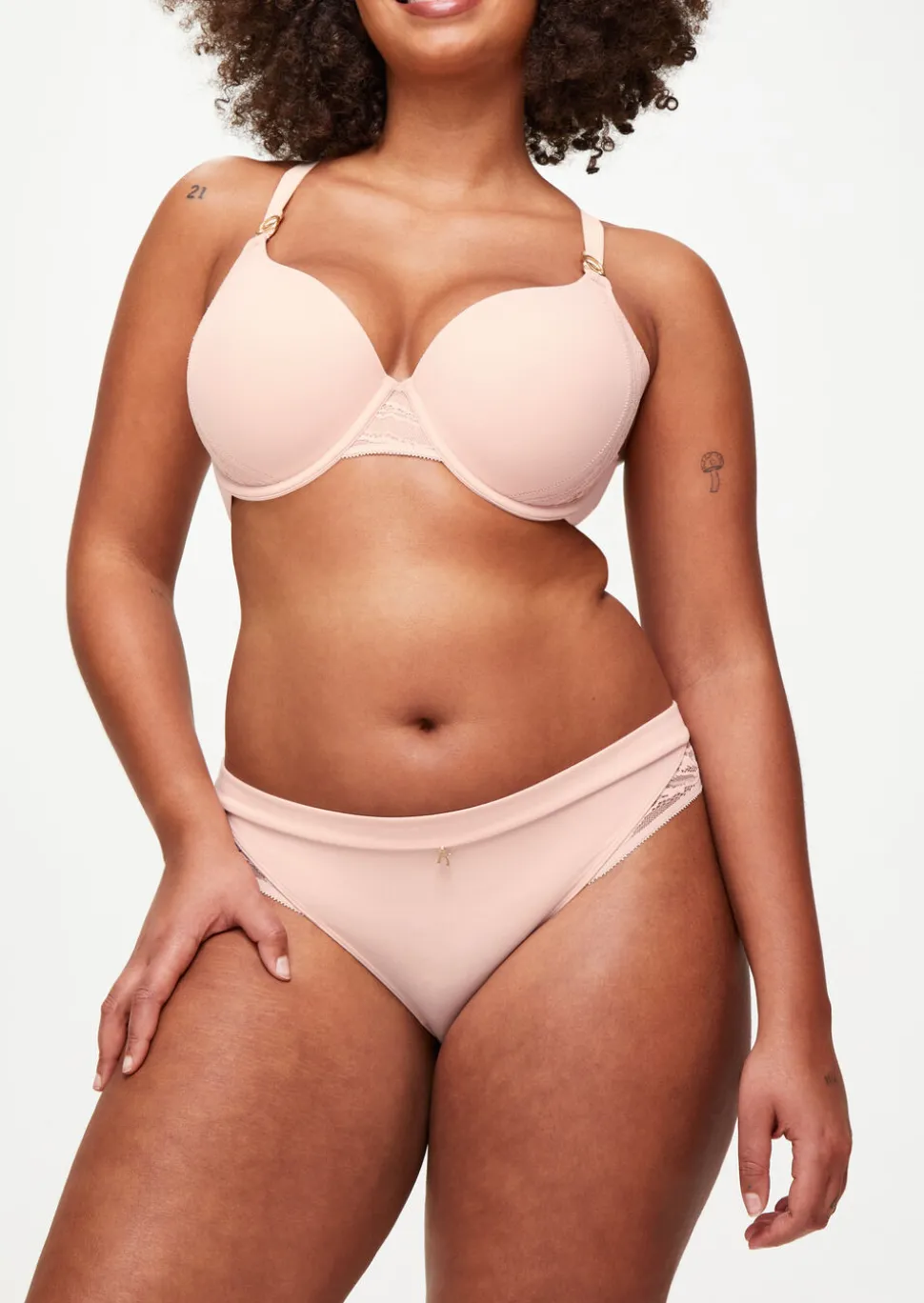 Knickerbox Charlotte Lace Underwired Padded Plunge Bra - Pale Pink